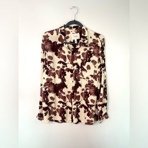 Jessica Simpson Womens Petunia Printed Casual Button-Down Top